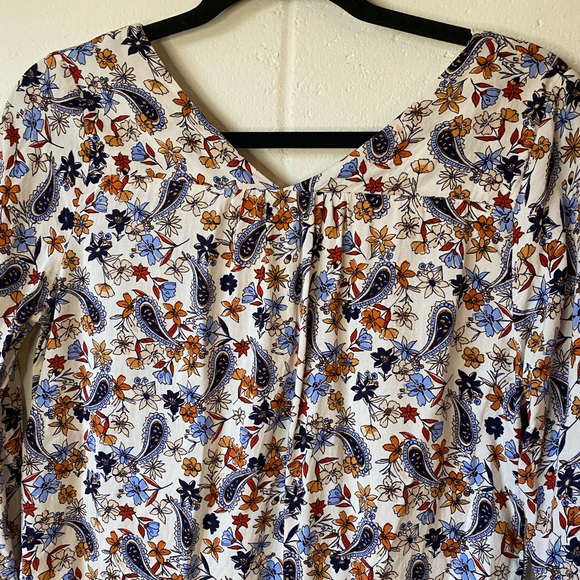 Anthropologie Skies are Blue Multicolor Floral Paisley V-Neck Blouse Sz S - Picture 8 of 9